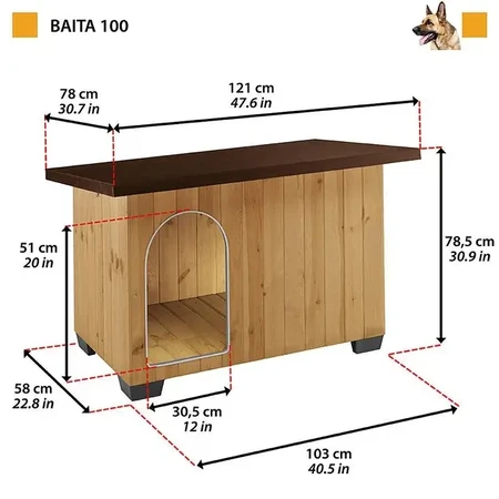 Ferplast (Ферпласт) Baita - Будка деревянная для собак, 121х78х78,5 см: цены и характеристики