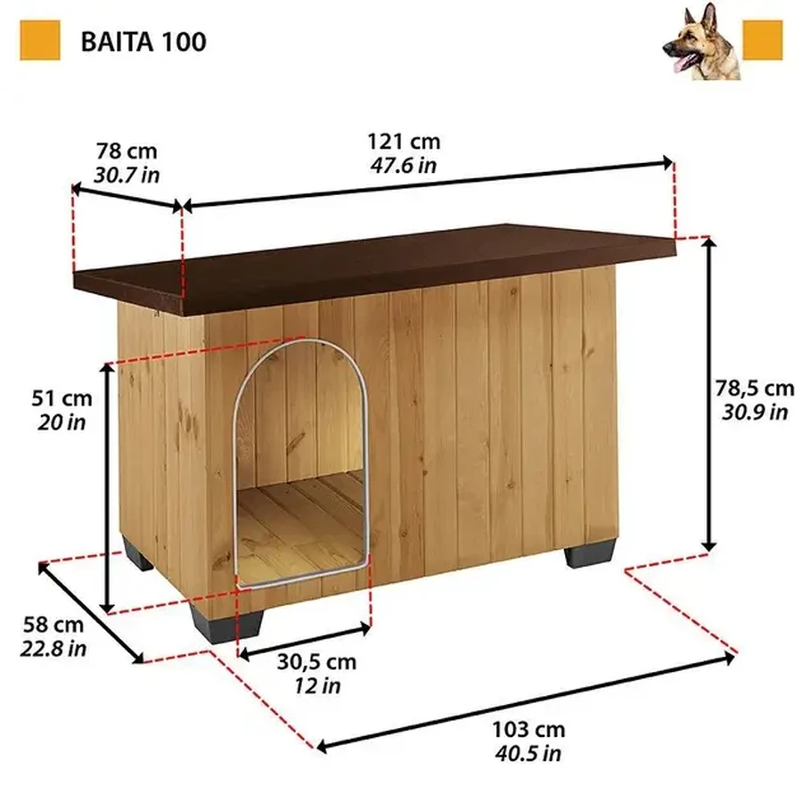 Ferplast (Ферпласт) Baita - Будка деревянная для собак, 121х78х78,5 см: цены и характеристики