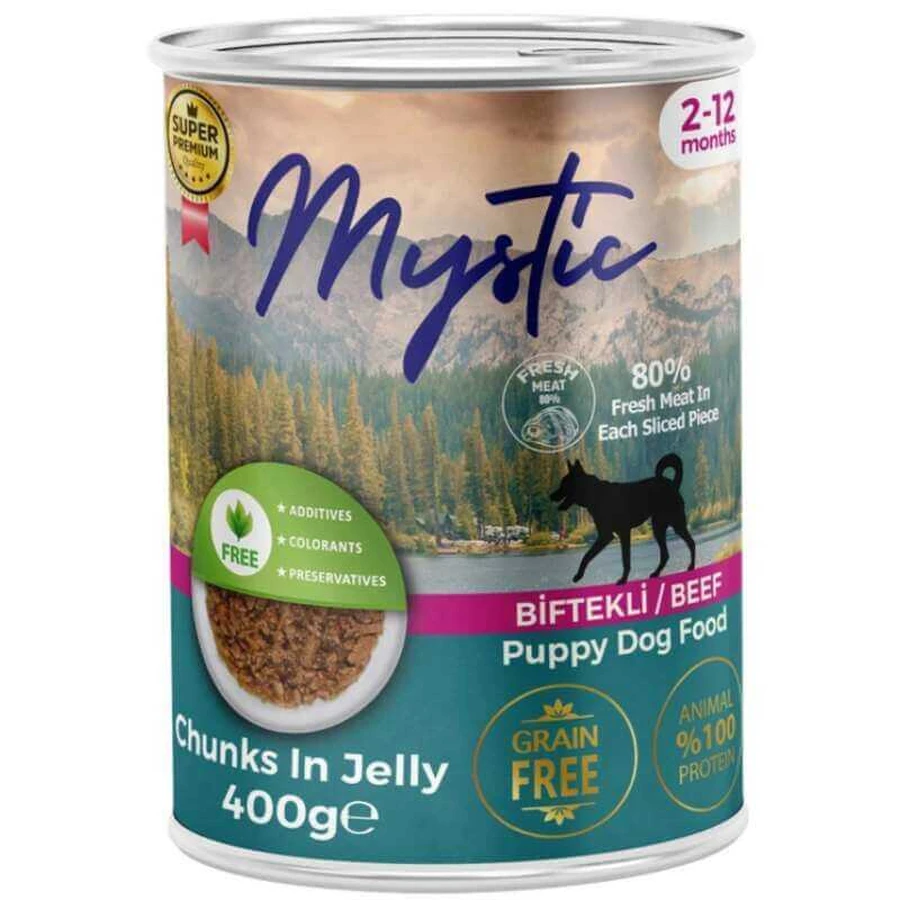 Mystic Jelly Консервированный корм кусочки говядины в желе для щенков, 400 г: цены и характеристики