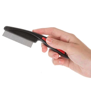 Ferplast (Ферпласт) GRO 5838 FLEA COMB amp Handle - Гребінець антиблошиний для котів і собак, GRO 5838 (Червоно-чорний)