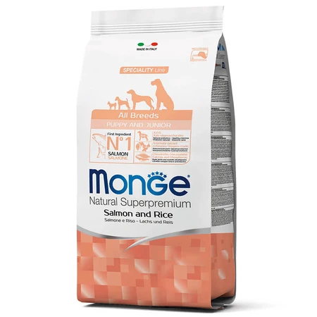 Monge Natural Superpremium All Breeds Puppy & Junior Сухий корм з лососем і рисом для цуценят всіх порід, 800 г: ціни та характеристики