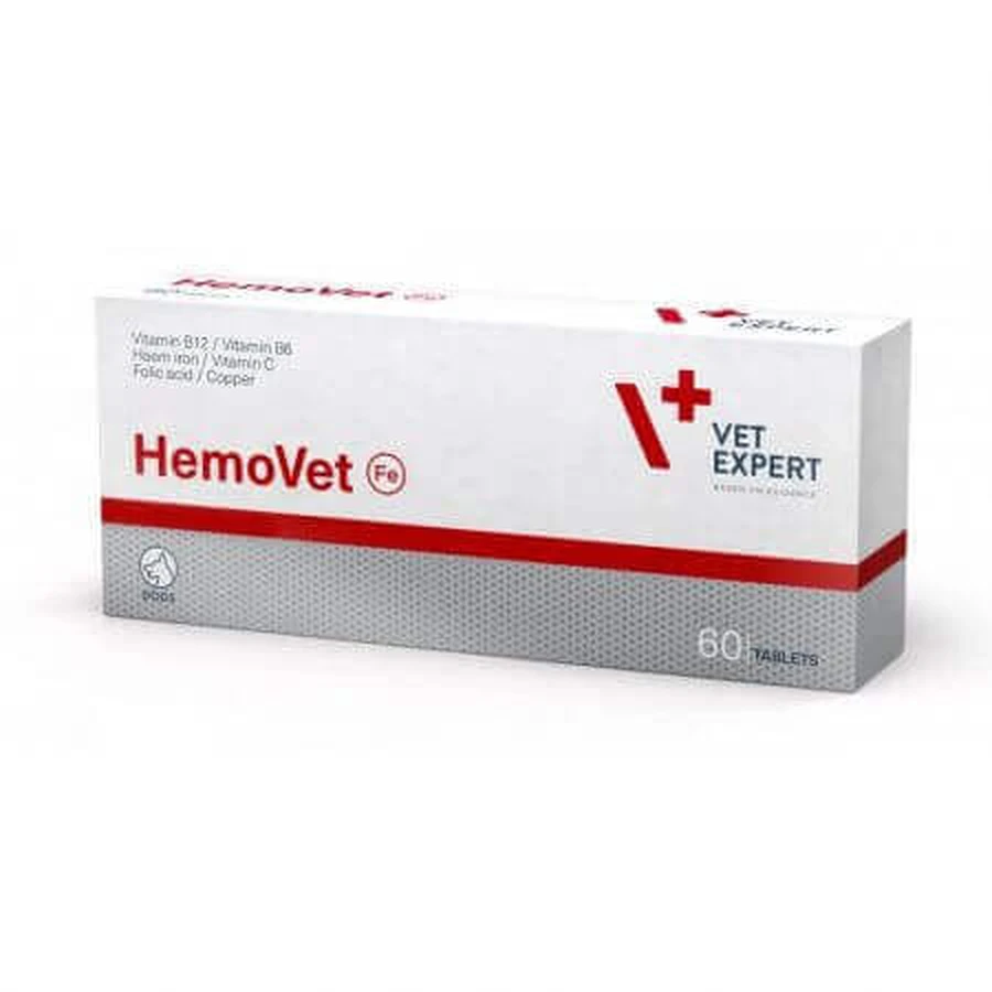 Харчова добавка проти анемії у собак HemoVet, 60 таблеток, VetExpert: ціни та характеристики