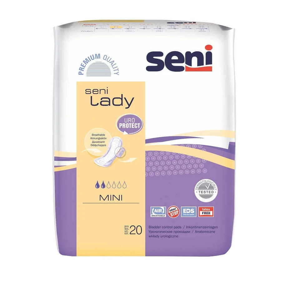 Урологические впитывающие прокладки для женщин, мини, 20 штук, Seni Lady: цены и характеристики