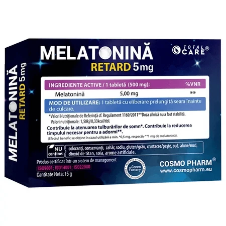 Мелатонин Ретард, 5 мг, 30 таблеток, Cosmo Pharm: цены и характеристики