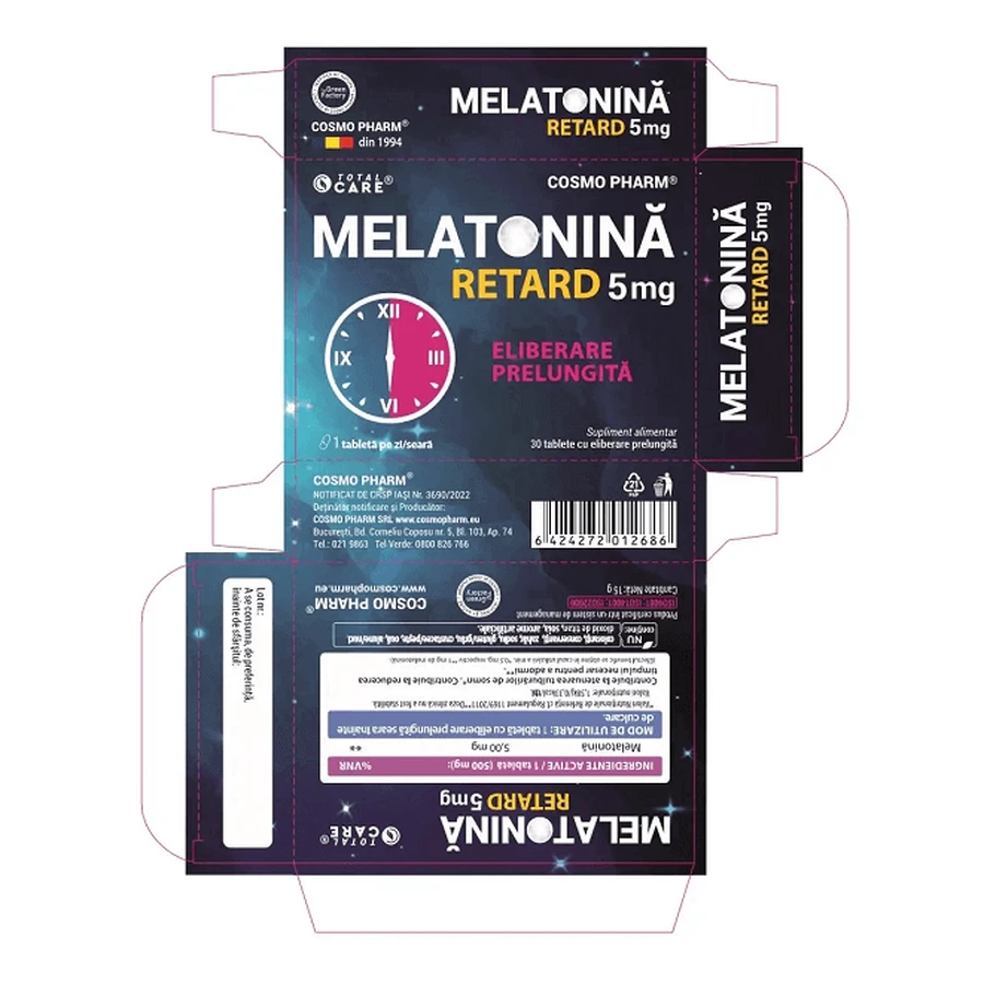 Мелатонин Ретард, 5 мг, 30 таблеток, Cosmo Pharm: цены и характеристики