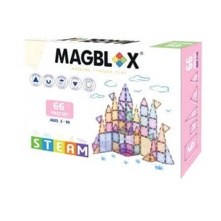 Магнітний прозорий конструктор, 3 роки+, пастельний, 66 деталей, Magblox