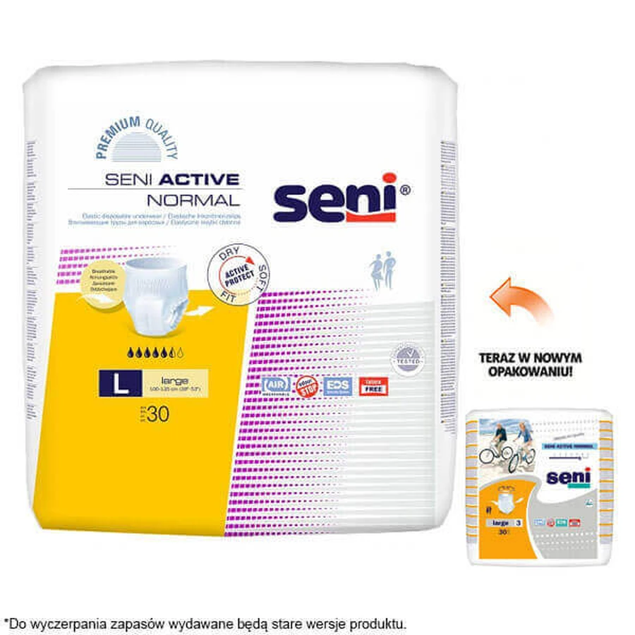 Seni Active Normal, впитывающие трусы, большие, 100-135 см, 30 шт.: цены и характеристики