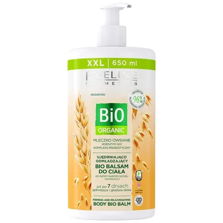 Eveline Cosmetics Bio Органічний, зміцнюючий та омолоджуючий лосьйон для тіла, вівсяне молочко, 650 мл: ціни та характеристики
