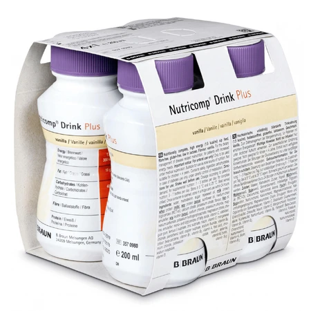 Nutricomp Drink Plus, поживний препарат, зі смаком ванілі, 4 x 200 мл: ціни та характеристики