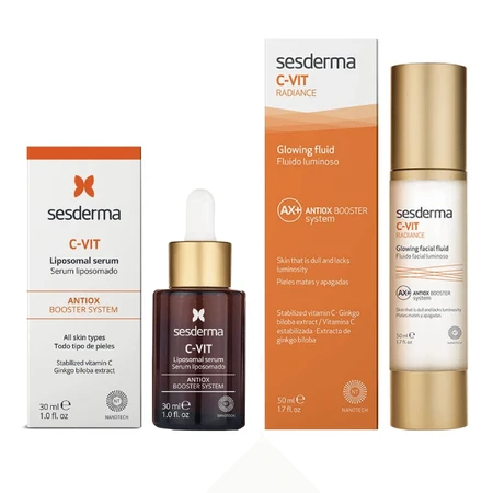 Набір Sesderma C-Vit Radiance, ліпосомальна сироватка для обличчя, 30 мл + освітлюючий крем для обличчя, 50 мл за 1 копійку: ціни та характеристики