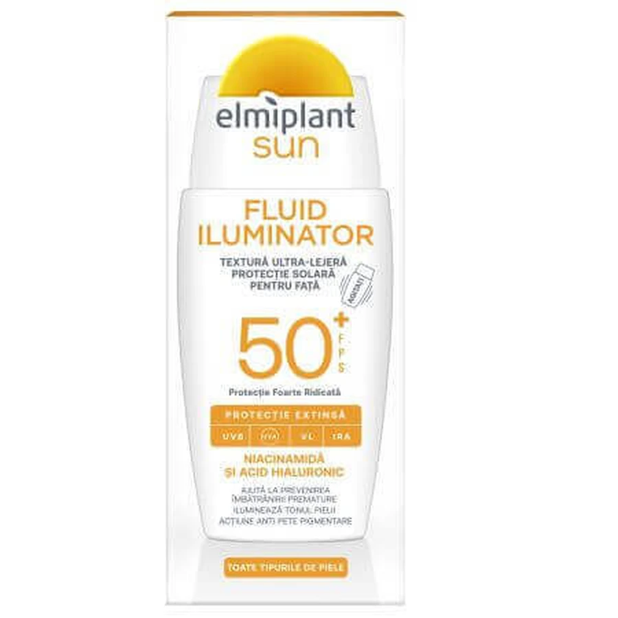 Иллюминирующий флюид для лица с защитой от солнца SPF 50+, 50 мл, Elmiplant Sun: цены и характеристики
