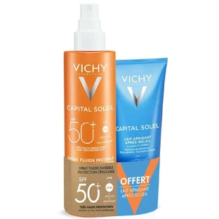 Vichy Capital Soleil Сонцезахисний спрей проти сухості Spf50+ + Заспокійливе молочко після засмаги 200 мл
