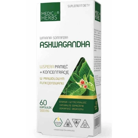 Ашвагандха 500 мг, 60 капсул Medica Herbs: ціни та характеристики