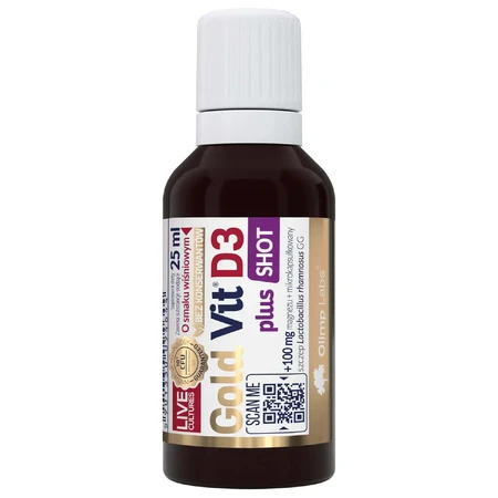 Olimp Gold-Vit D3 Plus Shot, скляна ампула, вишневий смак, 9 х 25 мл ЗАБРУДНЕНА УПАКОВКА: ціни та характеристики