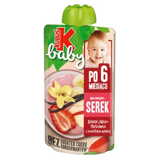 Мус Kubuś Baby + Сир, банан, яблуко, полуниця з ваніллю, після 6 місяців, 100 г