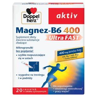 Набір Doppelherz aktiv Magnesium-B6 400 UltraFast, цитрусовий смак, 3 x 20 пакетиків