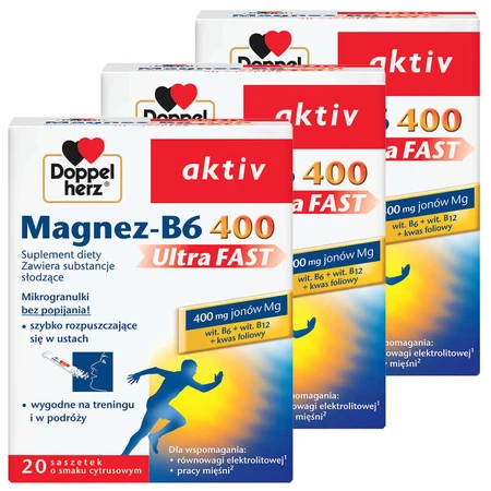 Набір Doppelherz aktiv Magnesium-B6 400 UltraFast, цитрусовий смак, 3 x 20 пакетиків: ціни та характеристики