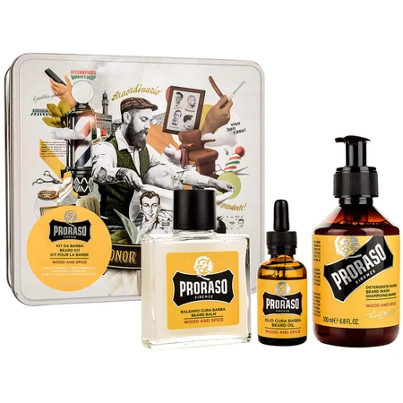 Набір Proraso Vintage, косметика для бороди, Дерево і спеції, олія, 30 мл + бальзам, 100 мл + шампунь, 200 мл: ціни та характеристики