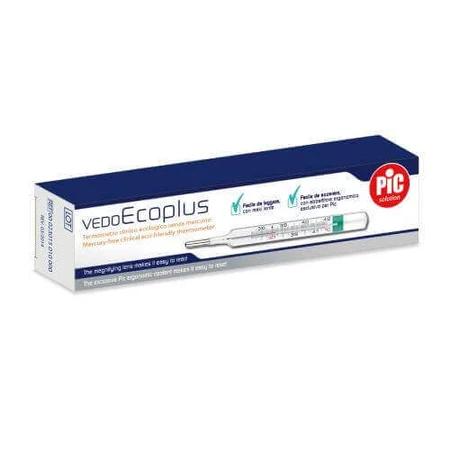 PIC VedoEco Plus безртутный стеклянный термометр с увеличительным стеклом, 1 шт.: цены и характеристики
