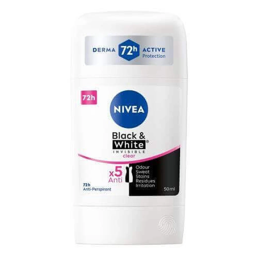 Nivea Black&White Invisible Clear Антиперспирант стик для женщин, 50 мл: цены и характеристики