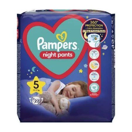 Нічні трусики Pampers 5 12-17кг, 22шт: ціни та характеристики
