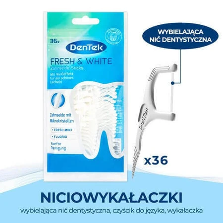 Зубная нить DENTEK Зубочистки Fresh&White, 36 шт.: цены и характеристики