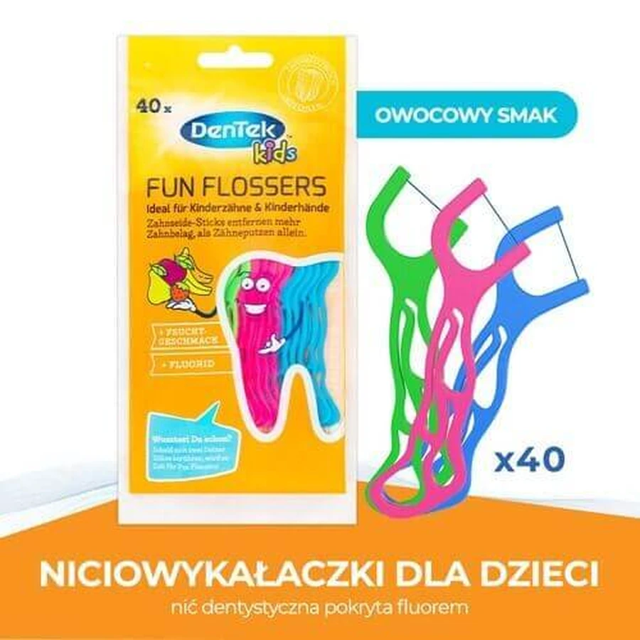 Зубні нитки DENTEK Kids Зубні зубочистки Fyn Flossers, 40шт: ціни та характеристики