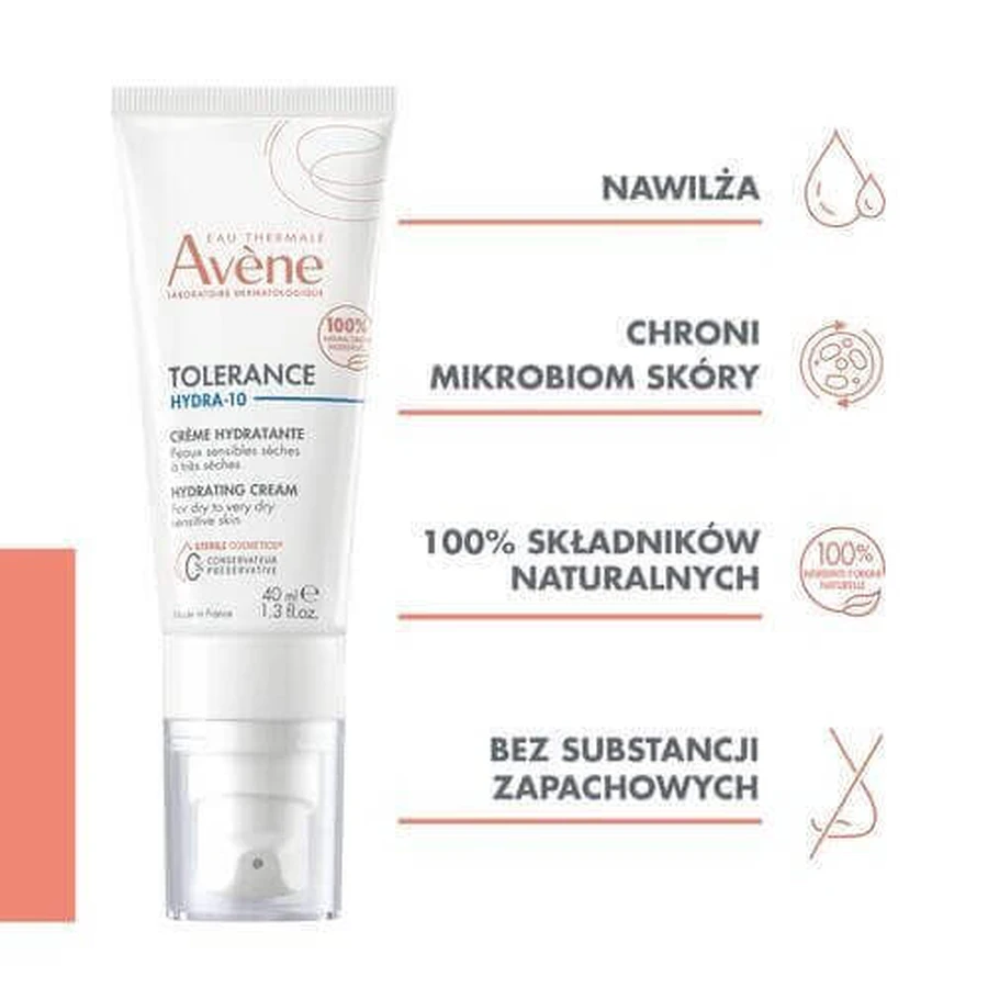 Зволожуючий крем AVENE TOLERANCE Hydra 10, 40 мл: ціни та характеристики