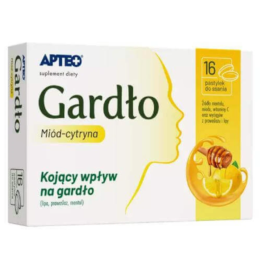 Пастилки для горла APTEO с медовым цитроном, 16 пастилок: цены и характеристики