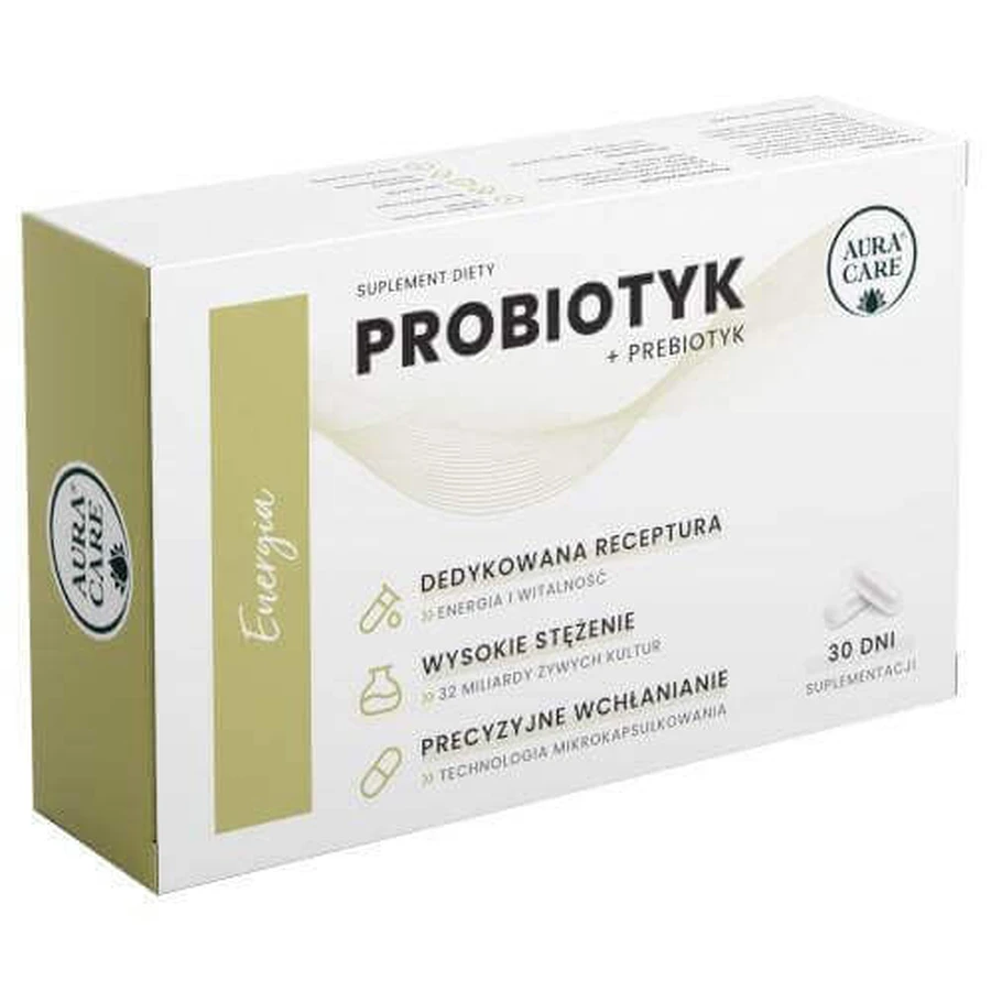 Aura Care Energy Пробіотик + пребіотик, 30 капсул: ціни та характеристики