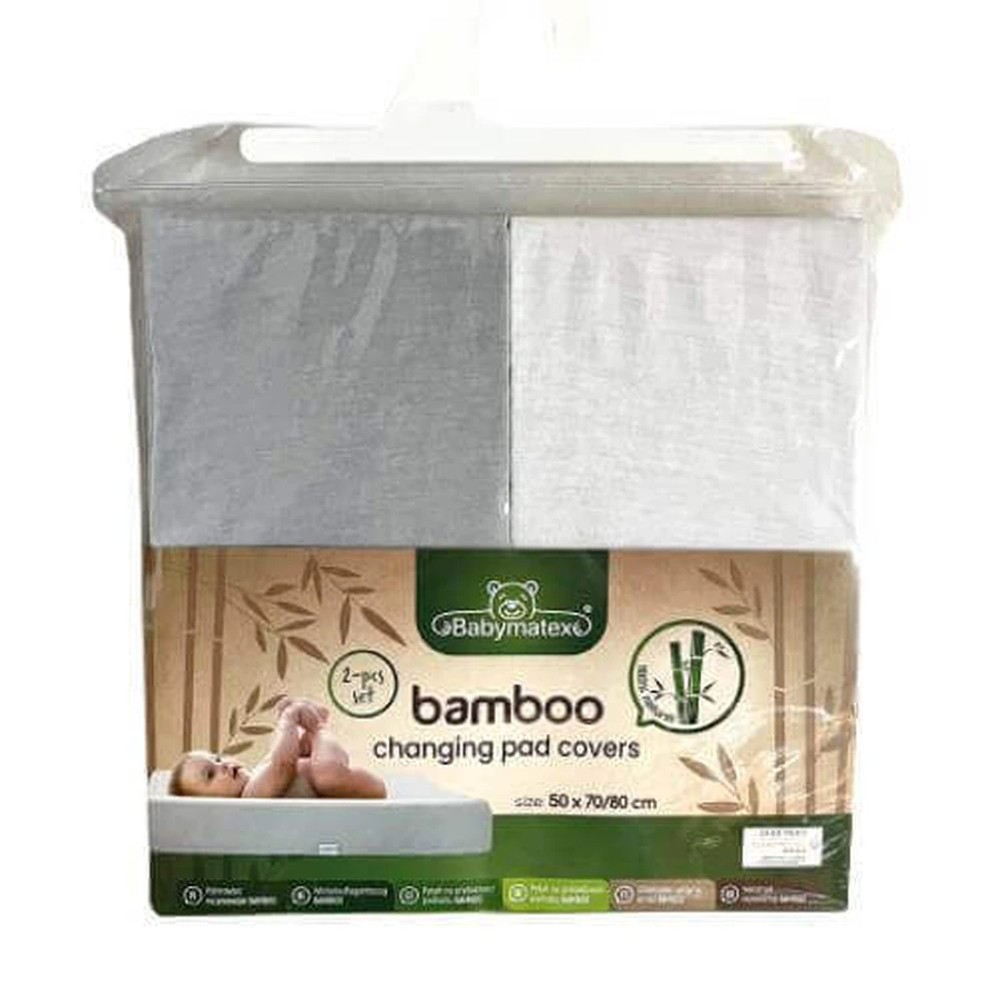 Накидка на пеленальний столик BabyMatex BAMBOO 50x70/80 біло-сіра, 2 шт.: ціни та характеристики