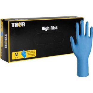 Нитриловые перчатки ABENA Thor High Risk 30см синие размер M, 50шт