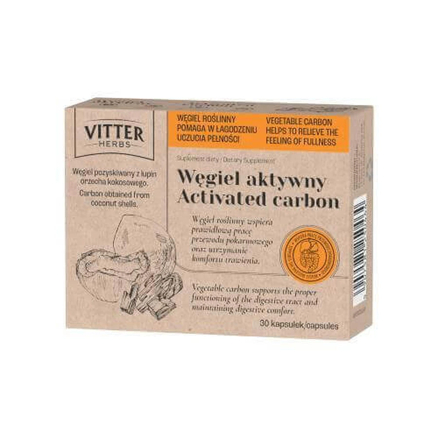 Вугілля активоване Vitter Herbs, 30 капсул: ціни та характеристики