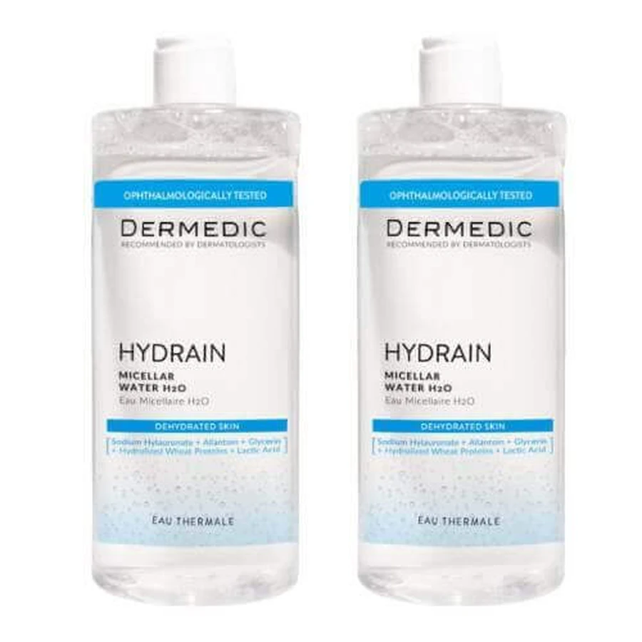 Dermedic Hydrain 3 Hialuro, мицеллярная жидкость H2O, 500 мл + 500 мл: цены и характеристики