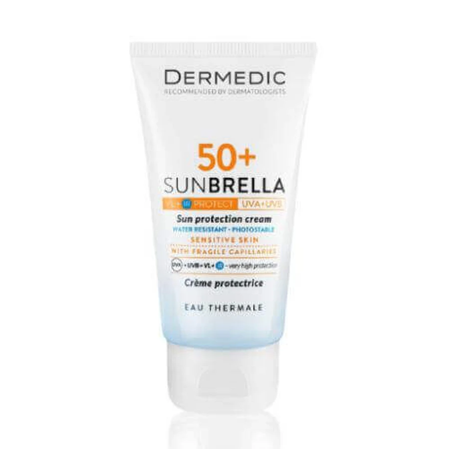 Dermedic Сонцезахисний крем-парасолька SPF50+ для чутливої та судинної шкіри, 50 мл: ціни та характеристики
