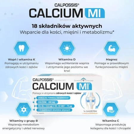 Домашня аптека Calpossis Calcium MI зі смаком апельсина, 14 пакетиків: ціни та характеристики