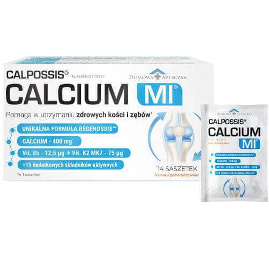 Домашня аптека Calpossis Calcium MI зі смаком апельсина, 14 пакетиків: ціни та характеристики