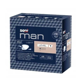 SENI Man Light Level 1, 15 шт. - Анатомические урологические вставки для мужчин
