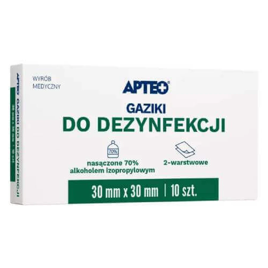 APTEO Дезинфицирующие тампоны 30 мм x 30 мм, 10 шт.: цены и характеристики