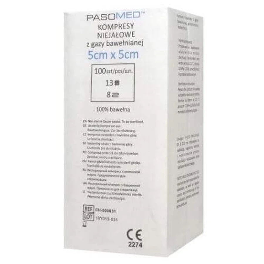 Тампони нестерильні PASOMED 13N 8W 5 x 5 см, 100 шт.: ціни та характеристики