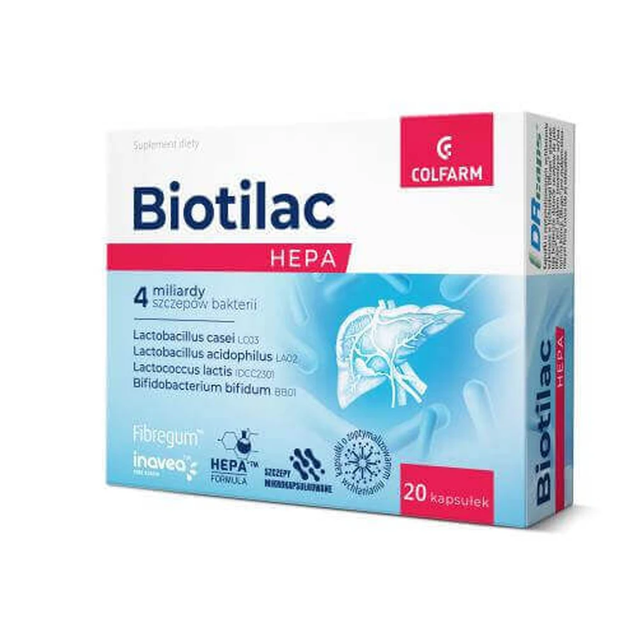 Пробіотик Biotilac Hepa в мікрокапсулах, 20 капсул: ціни та характеристики