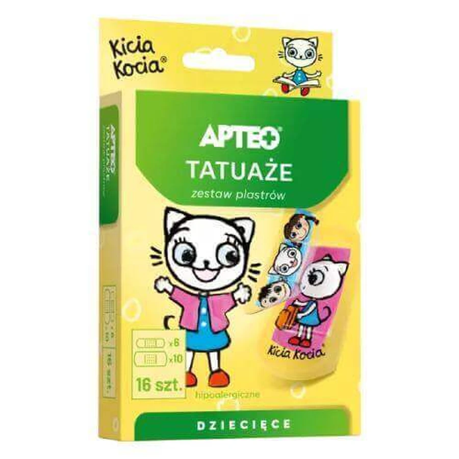 APTEO Набор детских татуировок-пластырей "Котенок", 16 шт.: цены и характеристики