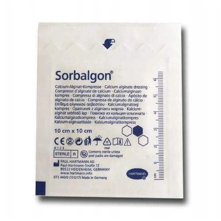 Альгинатная стерильная повязка SORBALGON 10 см x 10 см, 1 шт.: цены и характеристики