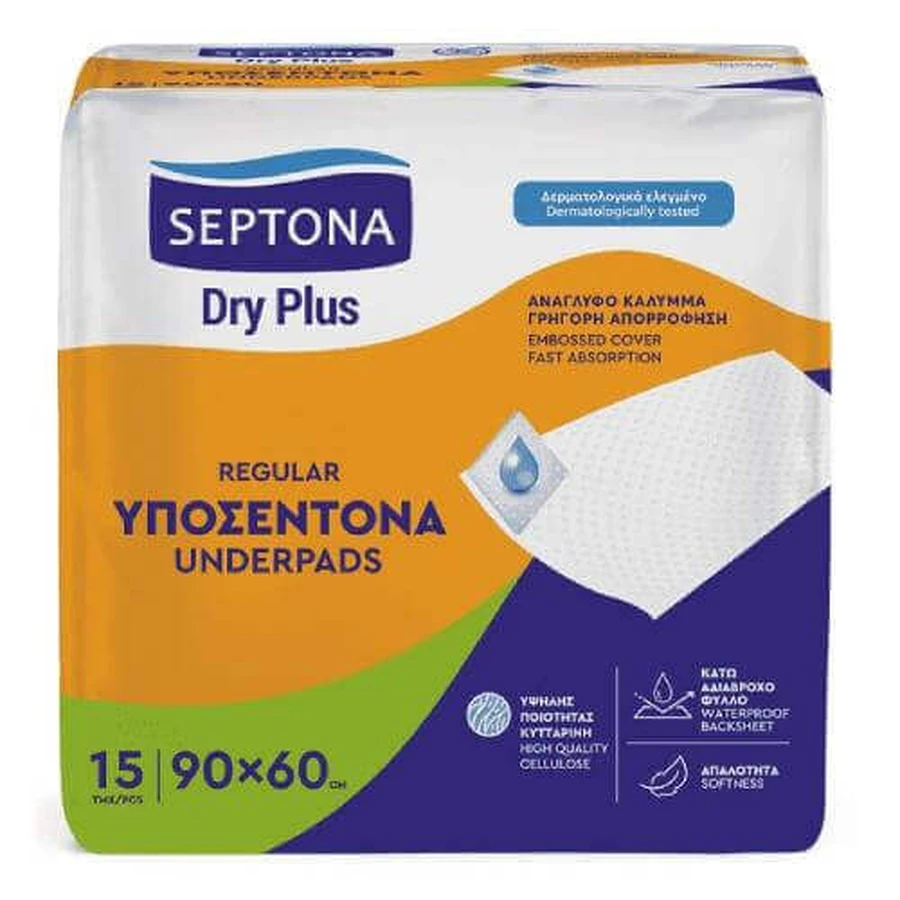 Регулярні поглинаючі прокладки Septona Dry Plus Regular 90x60 см, 15 шт.: ціни та характеристики