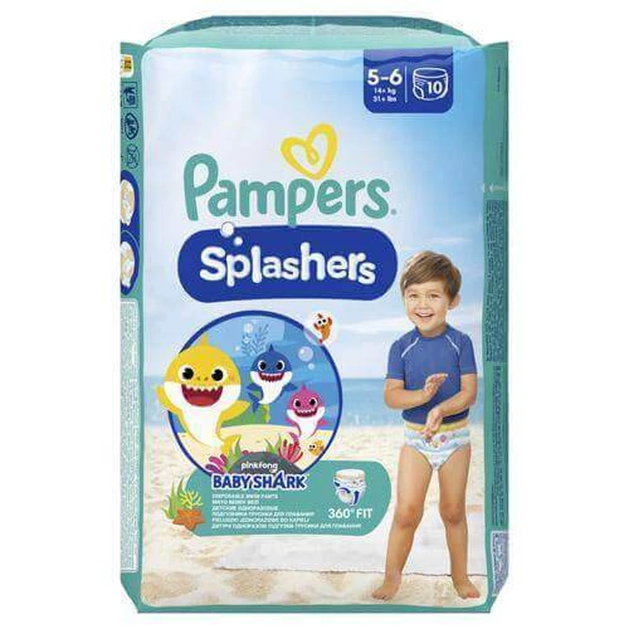 Pampers Splashers 5-6 (14+ кг) одноразові підгузки для плавання Baby Shark, 10шт: ціни та характеристики