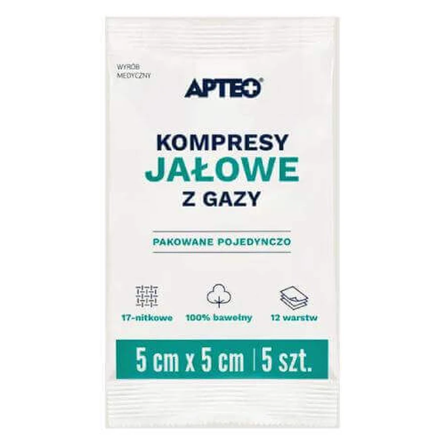 Стерильные марлевые тампоны APTEO CARE 5x5 см, 5 шт.: цены и характеристики