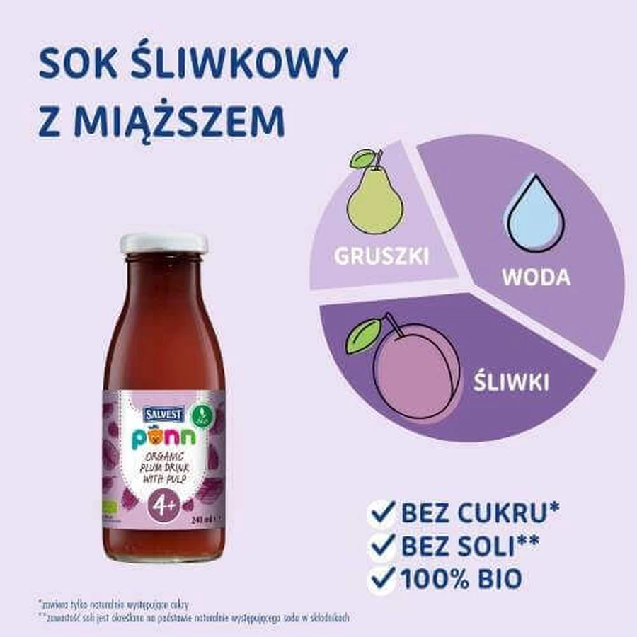 SALVEST PÕNN BIO Сливовый сок с мякотью, 240 мл: цены и характеристики