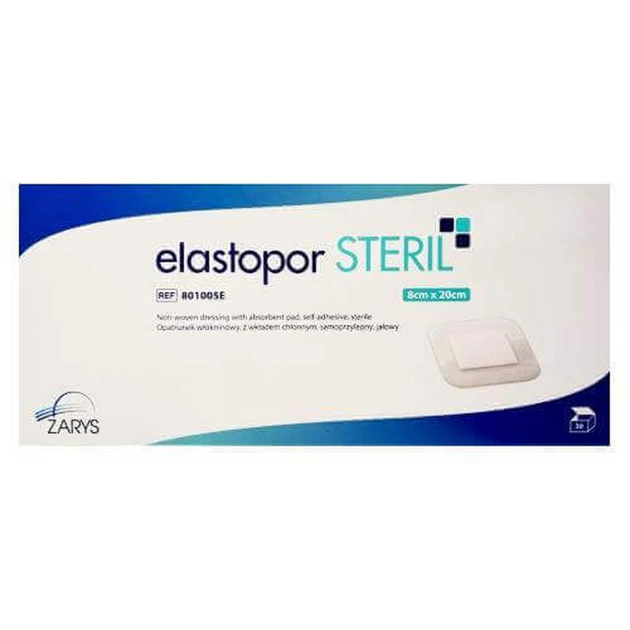 Пов'язка з нетканого адгезивного матеріалу ELASTOPOR STERIL стерильна з абсорбуючою подушечкою 8x20см, 30 шт.: ціни та характеристики