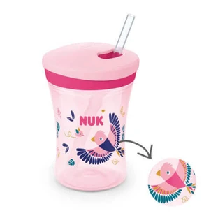 Поїльник NUK Action Cup з силіконовою трубочкою 12м+ рожевий, 230мл