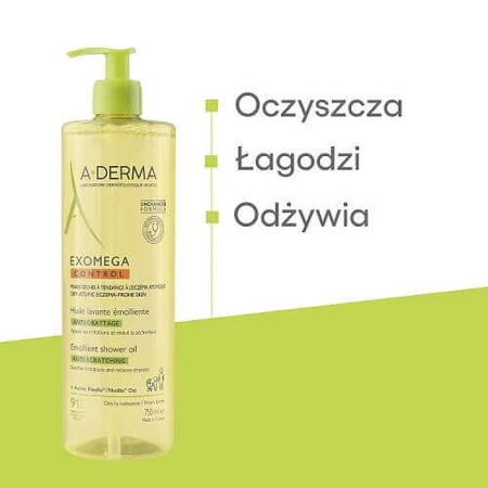 A-DERMA EXOMEGA Control Пом'якшувальна олія для душу для дітей та дорослих, 750 мл: ціни та характеристики
